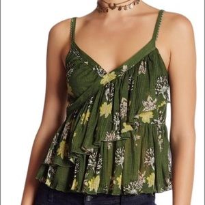 Free People Melbourne Printed Ruffled Tank Top